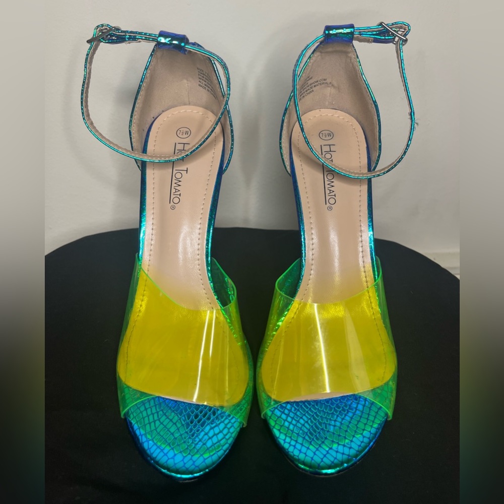 Green Open Toe Heels